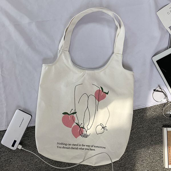 

causal canvas shopping totes bag women orange cartoon zipper hobos fashion cotton shoulder handbags clutch girl pring