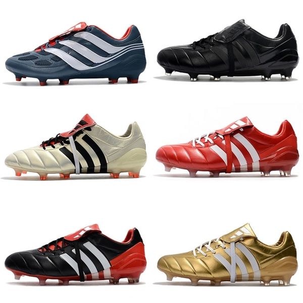 

goodsoccer cleats outdoor predator mania champagne fg shoes soccer cleats black gold red mens football boots 39-46