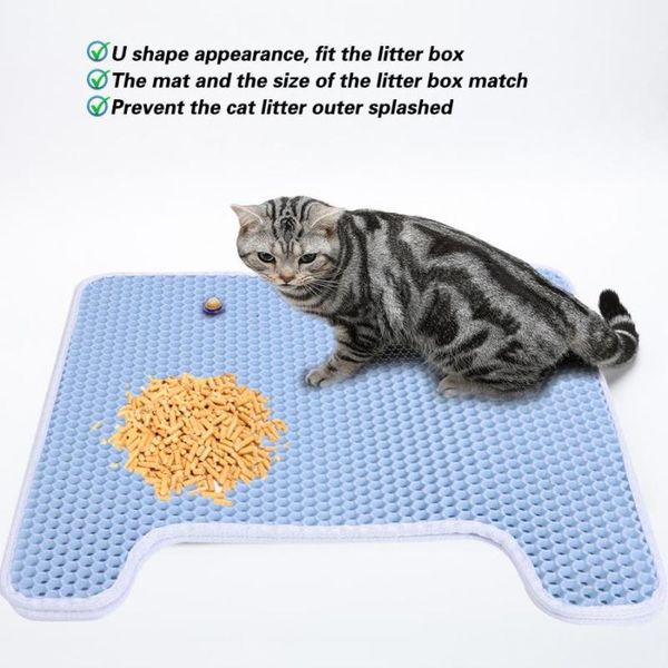 

cat beds & furniture pet folding eva waterproof double layer shape litter mat lower non-slip clean pad products for cats accessories