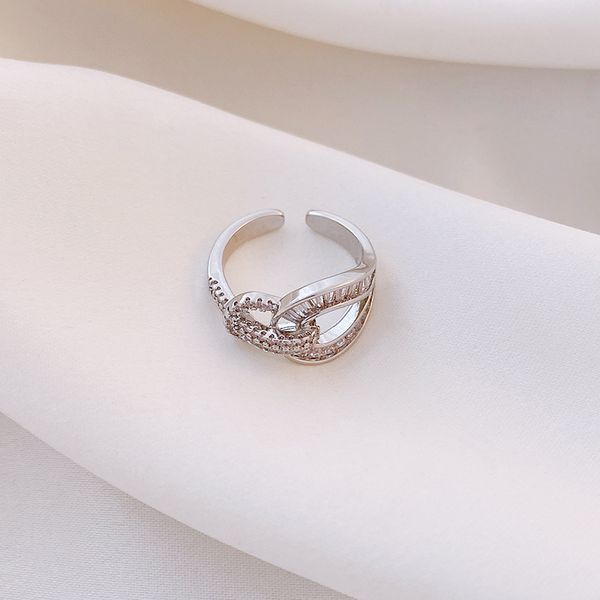

jiezi089 ring female light luxury niche design sense of individuality elegant senior contracted ins cold wind index finger ring, Silver