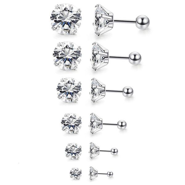 

titanium claw round zircon earrings simple inlaid small earrings