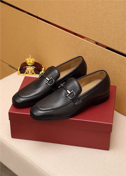 

2019 autumn luxury mens loafers for wedding party street fashion brown genuine real leather slip on men designers dress shoes formal shoes, Black