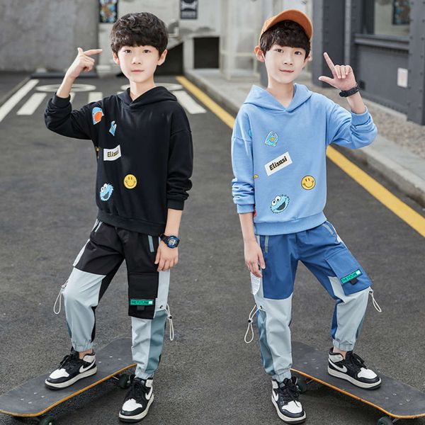 

boys' spring autumn new korean leisure sports suit 2020 zhongda children's sweater and overalls, White