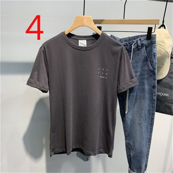 

new 2021 short-sleeved ice silk summer men's round neck thin section diamond knitted t-shirt 3xpv, White;black