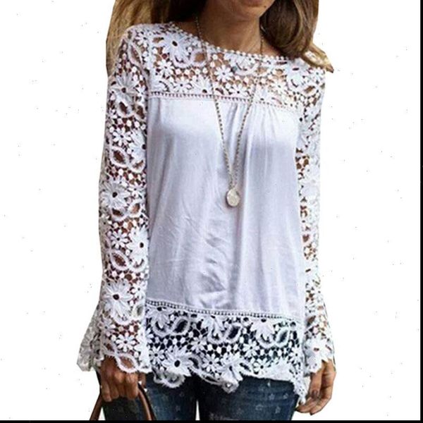 

7xl plus size spring summer white blouses women shirts lace blouse patchwork loose shirt camisa blusas feminina 6xl