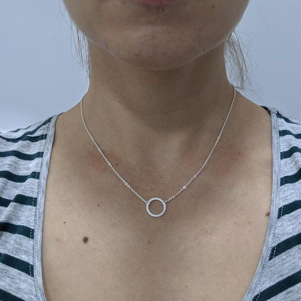 

minimalist infinity karma circle pendant necklace rose gold color clavicle chain eternity round collar necklace women jewelry, Silver