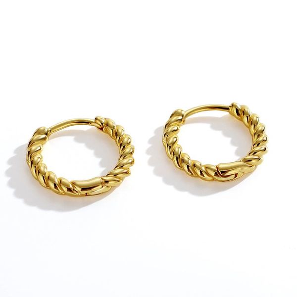 

hoop & huggie 100% authentic 925 sterling silver white/gold roped twisted braid earrings fine jewelry tle1214, Golden;silver