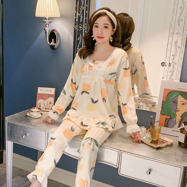 

sweet yellow 2pcs flannel fitz women's suit a hard competition to cut up float house clothes 5ua8, Black;red