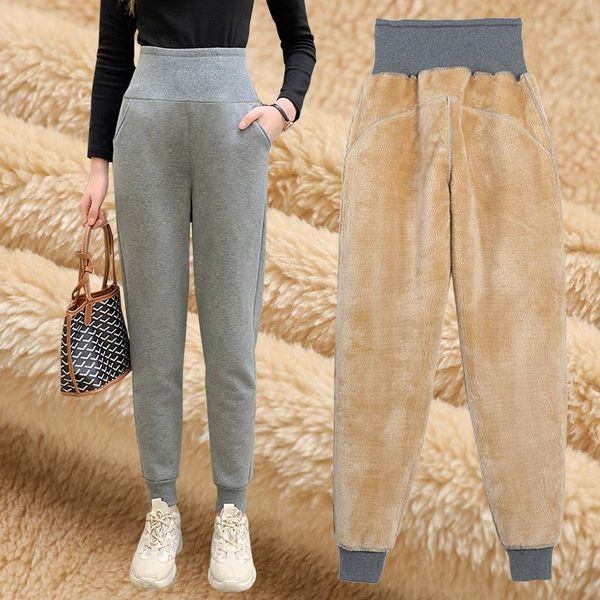

women's pants & capris harem women korean style casual loose sweatpants thick warm winter velvet female trousers high waist cashmere jo, Black;white