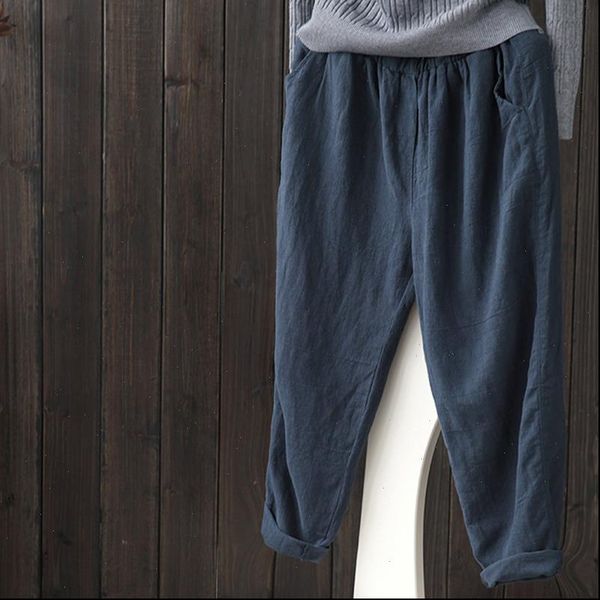 

cotton linen pants for women vintage spring autumn new loose casual pants women long pants fashion harem pant femme, Black;white