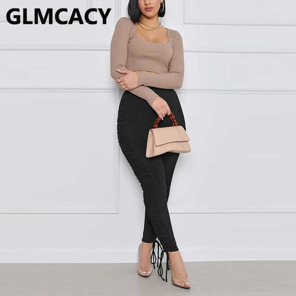 

women casual solid slim pants ruched side chic trousers 210702, Black;white