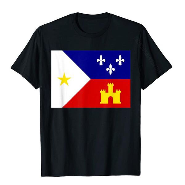 

men's t-shirts acadian flag cajun louisiana french nova scotia t-shirt prevalent hip hop t shirts cotton man tees design, White;black