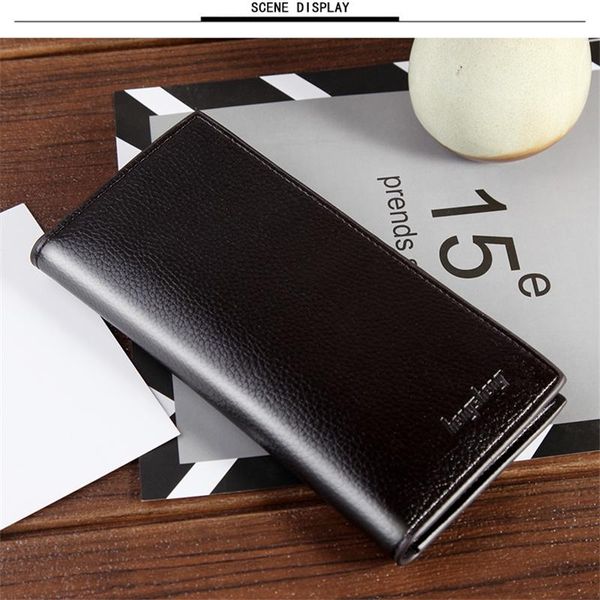 Portafogli Lkeep Portafoglio in pelle PU Maschio Slim da uomo di lusso con cerniera lunga Pochette nera con slot per carte Portamonete