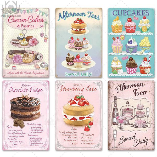 

cake poster plaque vintage bakery kitchen wall decor metal tin sign