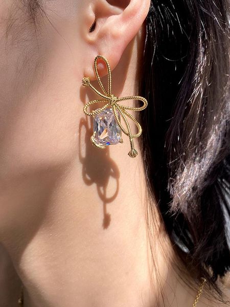 

dangle & chandelier lifefontier design rope bowknot crystal drop earrrings for women gold silver color metal acrylic pendant earrings jewelr