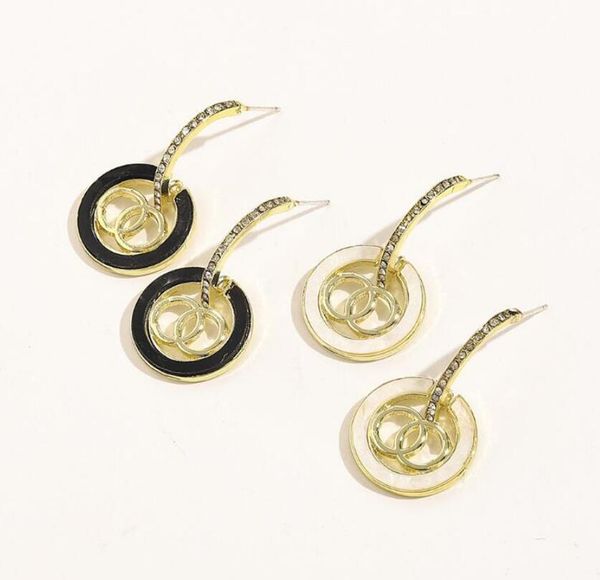 

fashion brand desigenr letter c 18k gold plated stud earrings high-end womens gold and silver crystal rhinestone earstud earloop women weddi, Golden;silver