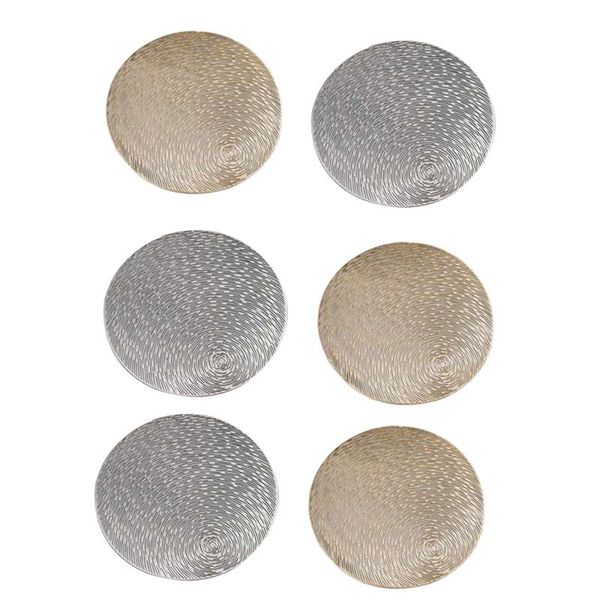 

mats & pads 6 pcs pvc placemats cutout round non slip dining table hometable decoration,gold+silver