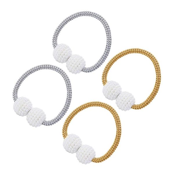

curtain & drapes 1 set 4pcs simple tiebacks magnetic pearl buckles clips