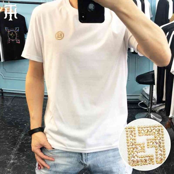 

european men's mercerized cotton t-shirt for men, White;black