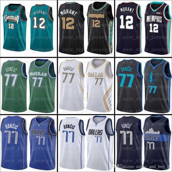 

ncaa doncic 34 giannis 12 ja antetokounmpo morant 77 luka dallas mavericks vancouver grizzlies basketball jerseys h1, Black;red