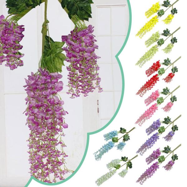 

decorative flowers & wreaths 12 pieces wisteria artificial flower bushy silk vine ratta hanging decoration plants props wedding festival dec