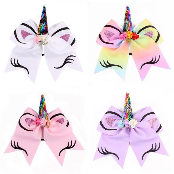 

ribbon bowknot children's hairpin hair tie hairpin bronzing flip sequin headband hair accessories for girls, Slivery;white