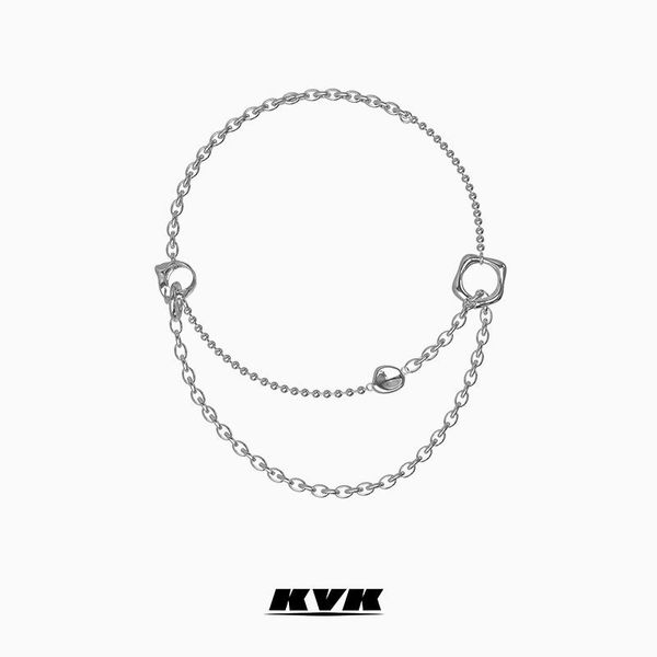 

chains kvk necklace female clavicle chain 2021 tide ins cold wind light luxury jewelry simple personality, Silver