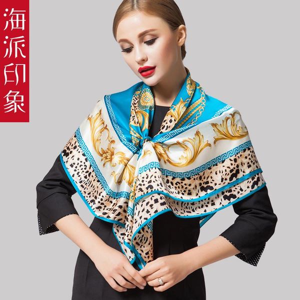 

scarves shanghai style impression counter 2021 women's silk scarf, Blue;gray