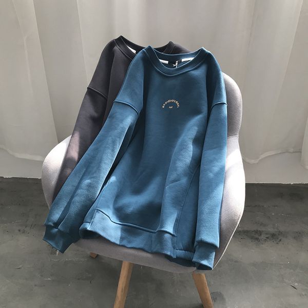 

2021 mooirue good quality sweatshirt blue orange red women's new winter korean loose print thickened pullover v0v5, Black