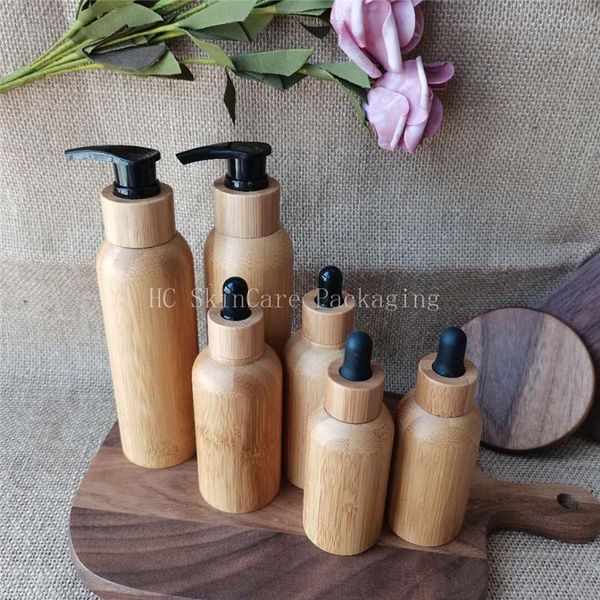 

storage bottles & jars 100pcs/lot 15ml 30ml 50ml custom logo empty bamboo equipment spa sets essential oil luxury cosmetic cont