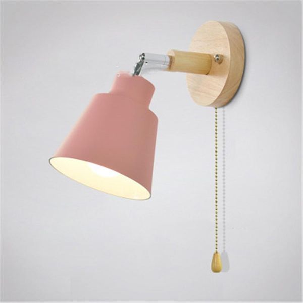 

wall lamp modern simple makaron bedside wooden zipper switch nordic restaurant living room decoration background light