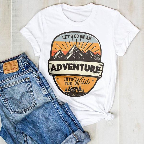 

women lady adventure cartoon cute ladies cute fashion summer t tee tshirt womens female shirt clothes graphic t-shirt, White