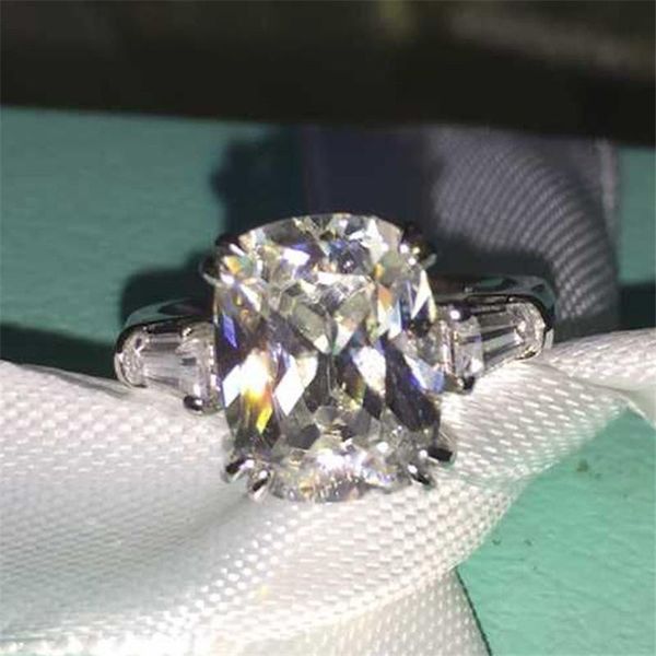 

cluster rings handmade cushion cut 8ct lab diamond ring 925 sterling silver bijou engagement wedding band for women bridal party jewelry, Golden;silver