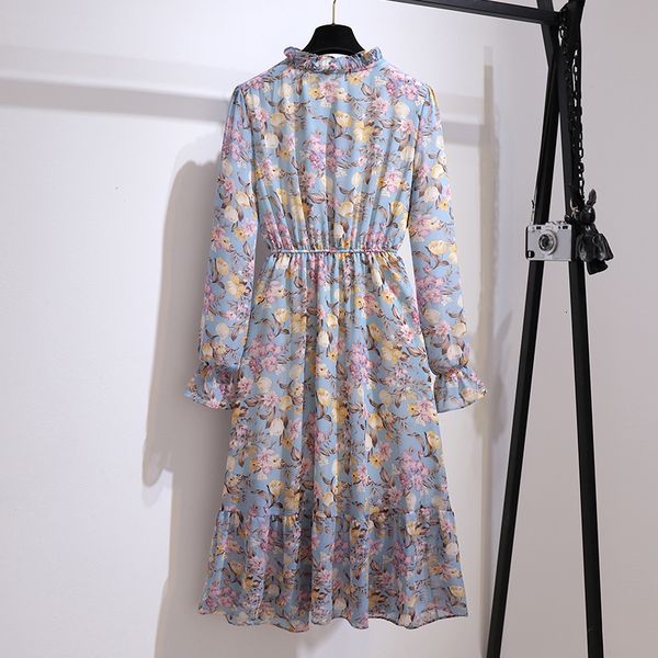 

Elegant Woman Vintage Floral Printing Long Spring Chiffon Dress Plus Size Arch to Beautiful Line Vacation Dressed As Beach 2021 Cloth N4jz, Black;gray