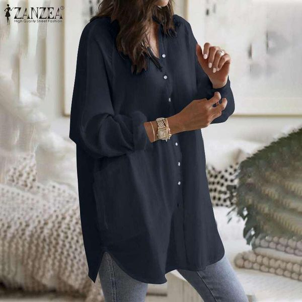 

womens spring autumn blouses zanzea cotton linen fashion irregular blusa casual solid long sleeve shirts oversized s-5xl, White