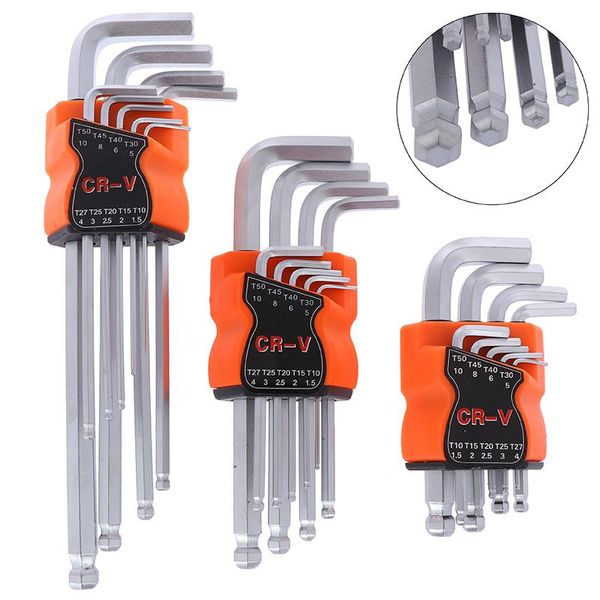 

hand tools 9pcs/set l wrench ball end long arm hex key allen set powerful repair tool