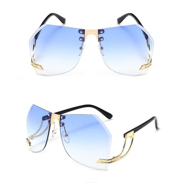 

sunglasses 2021 irregular rimless women brand designer alloy frame oversize gradient sun glasses fashion female clear shades, White;black