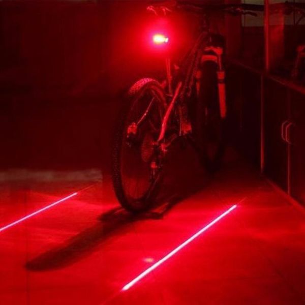 

bike lights cycling waterproof 5 led 2 lasers safety warning light flashing mountain tail rear lamp