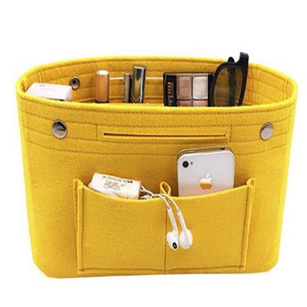 

felt cloth insert storage bag multi-pockets fits in handbag cosmetic toiletry bags for travel organizer makeup storage organizer