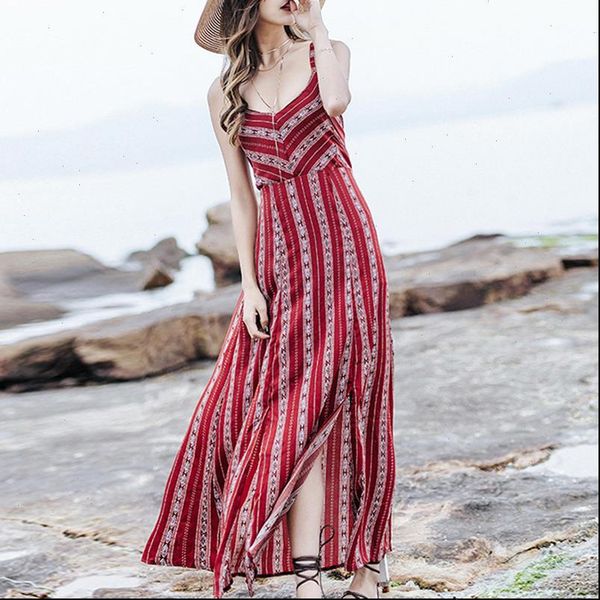 

strap fashion boho striped beach women dress 2021 spaghetti long blackless bohemian shoulder dresses off summer, Black;gray