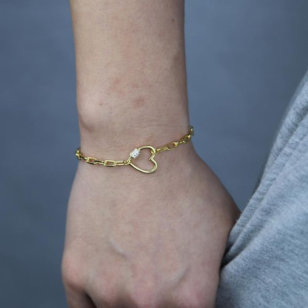 

link, chain arrived gold color heart square charm link bracelets for women metal punk styles bracelet party jewelry drop ship, Black