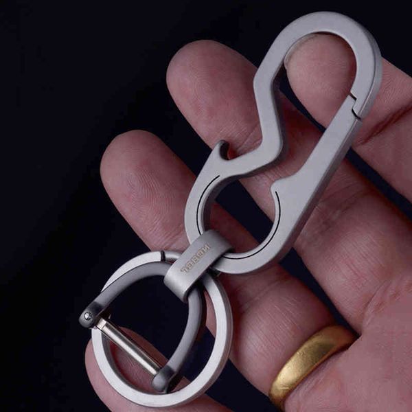 

real men chain lightweight creative titanium car chain edc hanging carbine buckle key holder rings super-quality, Silver