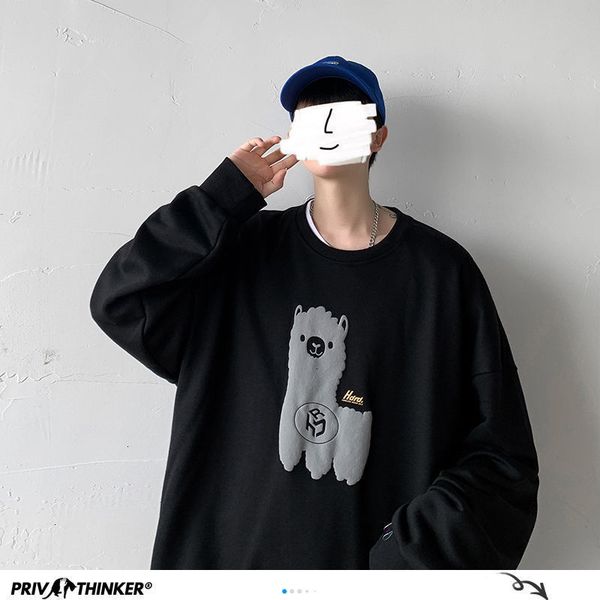 

new 2021 funny alpaca 3d printed men hoodies autumn black men's casual pullover harajuku man sweatshirts plus size 7k8x