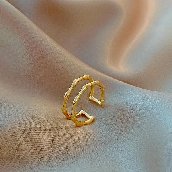 

cluster rings 2021 creative double-layer gold slub design opening for woman south korea fashion jewelry gothic girl's ring set, Golden;silver