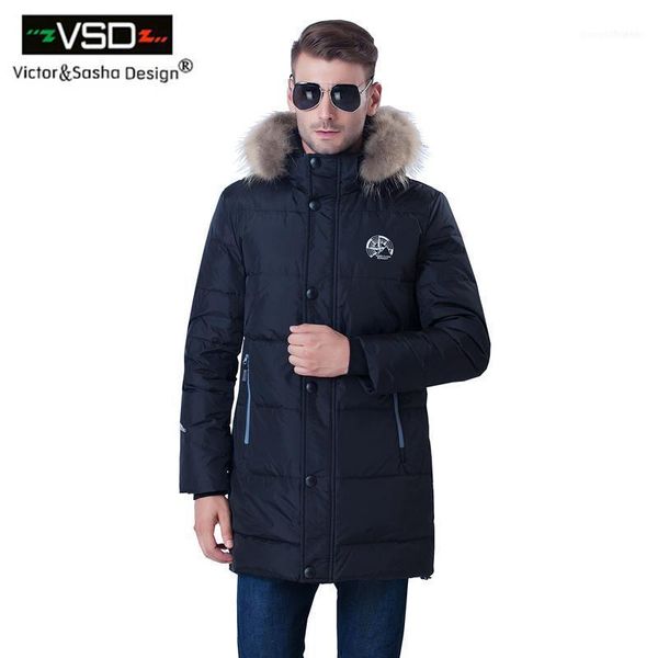 

men's down & parkas victor&sasha design 2021 winter long jacket fashion classic thickening duck overcoat thermal male big size pa, Black