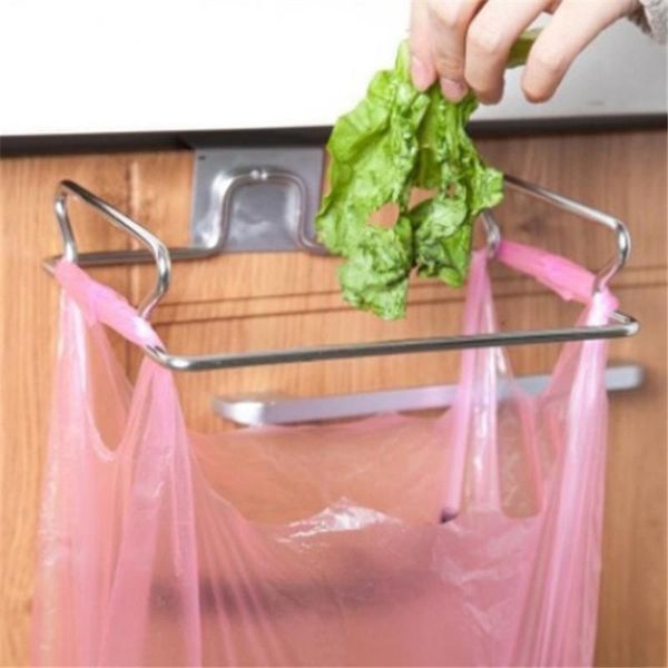 

hooks & rails holder door hook garbage bags hanger cupboard stand support storage rack kitchen accessories stainless steel trash bag