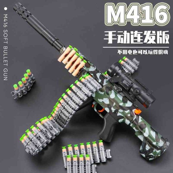 

bullet chain m416 soft bullet assault rifle electric continuous firing simulation gatling children's boy m2 light machine gun toy