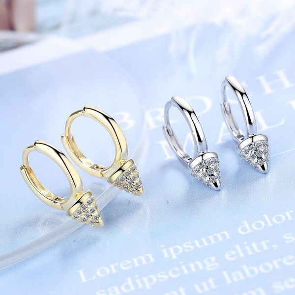 

stud fashion 925 sterling silver earrings for women sweet geometric gold spike jewelry 2021, Golden;silver