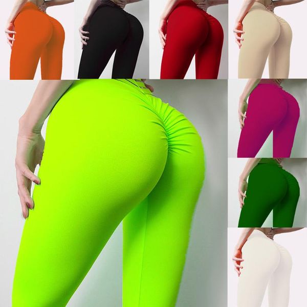 

yoga outfit style solid color pants women seamless high waist leggings hip lift breathable gym fitness push up clothing girl pant