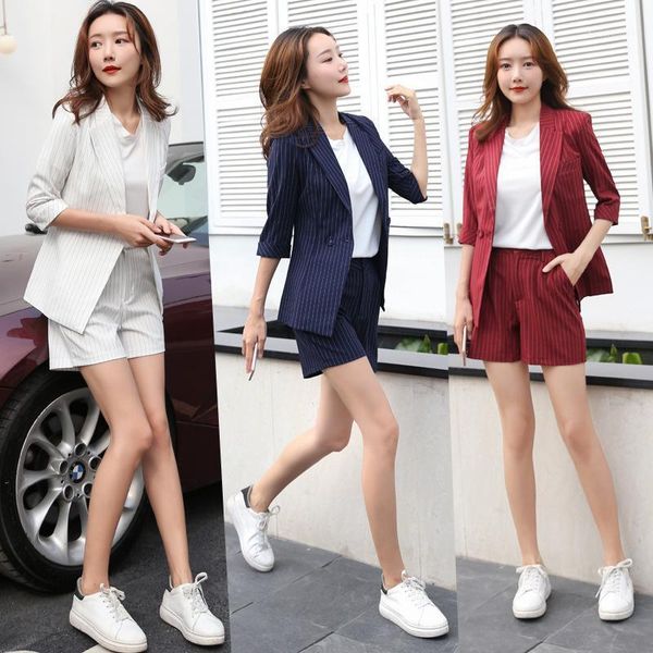 

women's suits & blazers 2021 net red suit fashion loose leisure celebrity temperament korean mini shorts three piece women, White;black